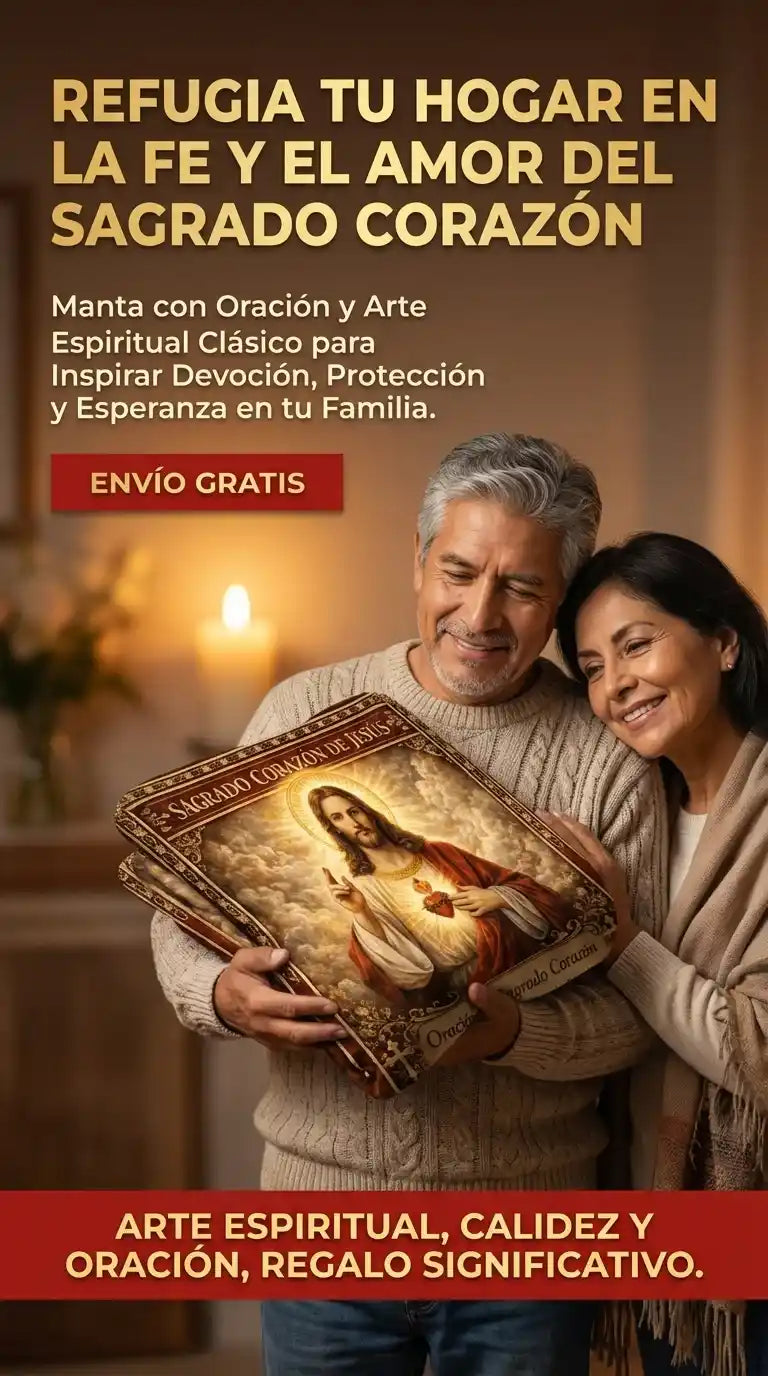 Manta Sagrado Corazon De Jesus 130x90 cm l Fe Y Paz Para Tu Hogar