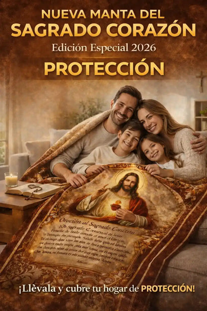 Manta Sagrado Corazon De Jesus 130x90 cm l Fe Y Paz Para Tu Hogar