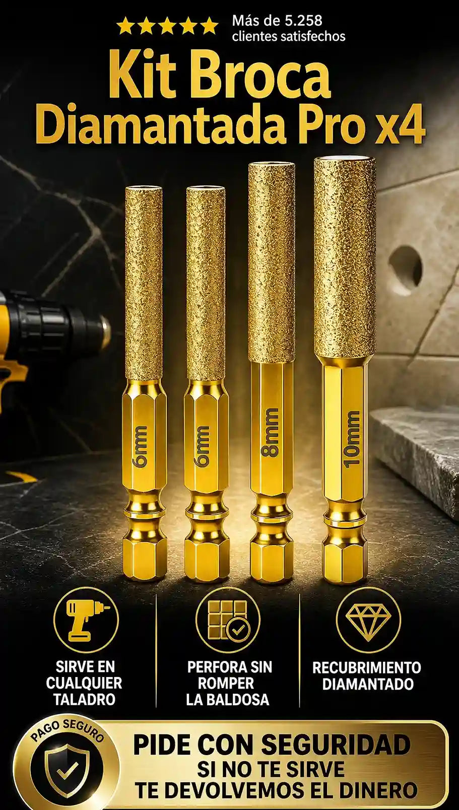 Kit Broca Diamantada Pro x4
